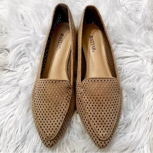NEW! Women Just Fab Tan Suede Pointed Toe Loafer Flats Size 8